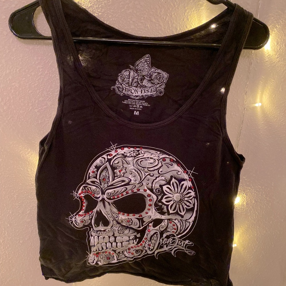 Iron Fist Skull Crop Tank Top